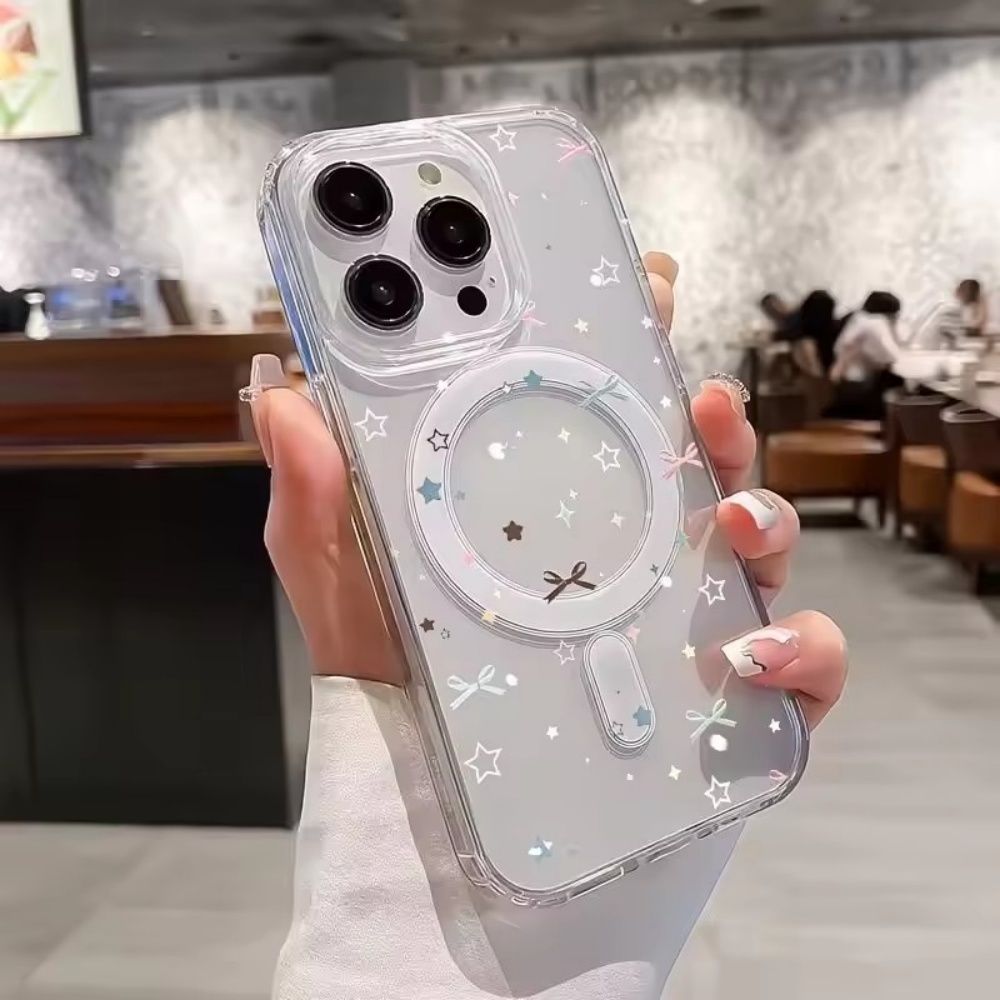Mini Pc Case - 스타 보우 프린트 투명 폰 케이스
