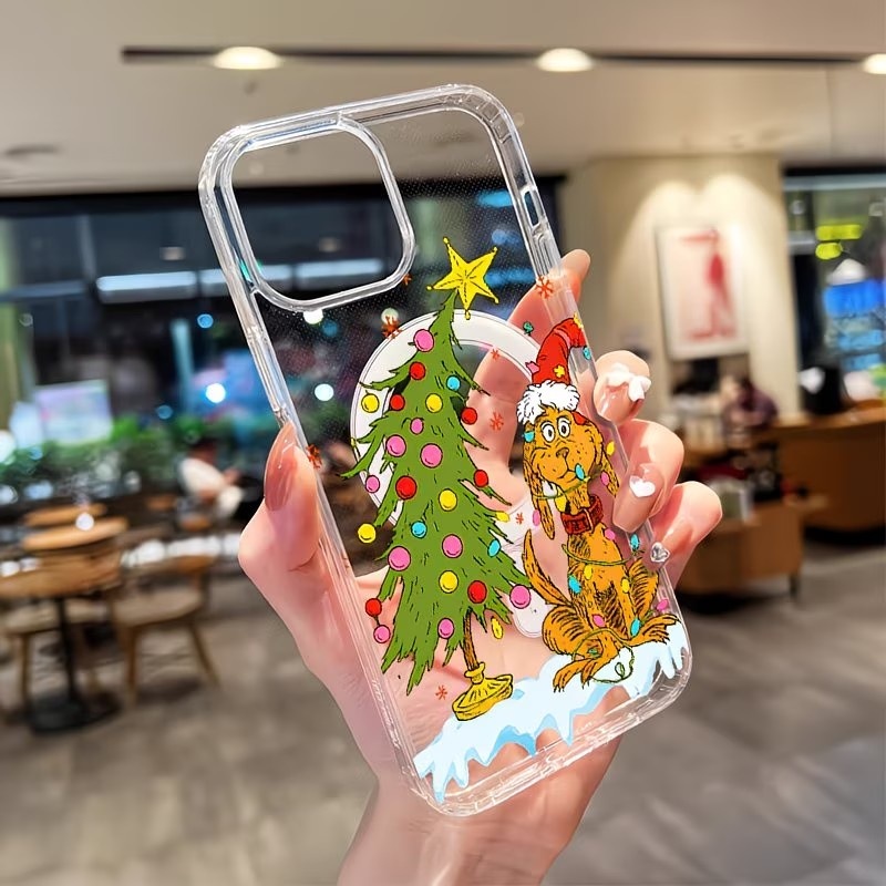 Mini Pc Case - 강아지 테마 크리스마스 파티 투명 폰
